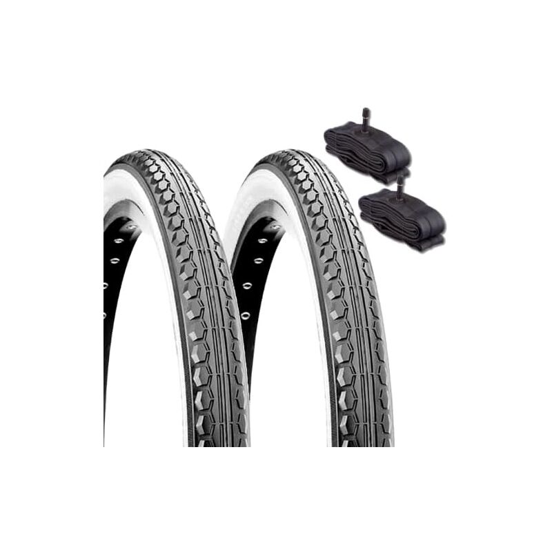 foto del prodotto 2 copertoni cst 16 x 1.75 47 305 2 camere d aria america schrader pneumatici bianco neri per city bike bici bambino graziella