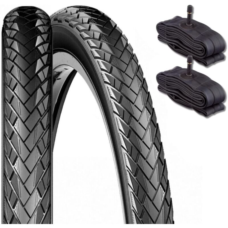 foto del prodotto 2 copertoni dsi 700 x 35 2 camere con valvola schrader america pneumatici neri x city bike trekking 28 x 1.35 28 x 1 5 8 x 1 3 8 37 622 