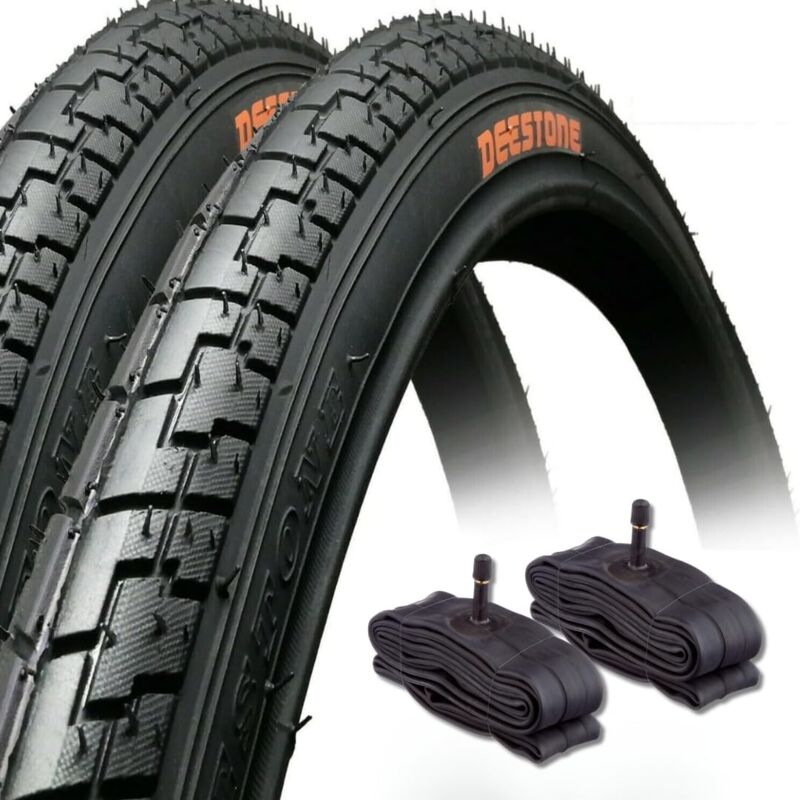 foto del prodotto 2 copertoni neri 26 x 1.75 44 559 camere d aria schrader america pneumatici stradali per mtb mountain bike bicicletta slick