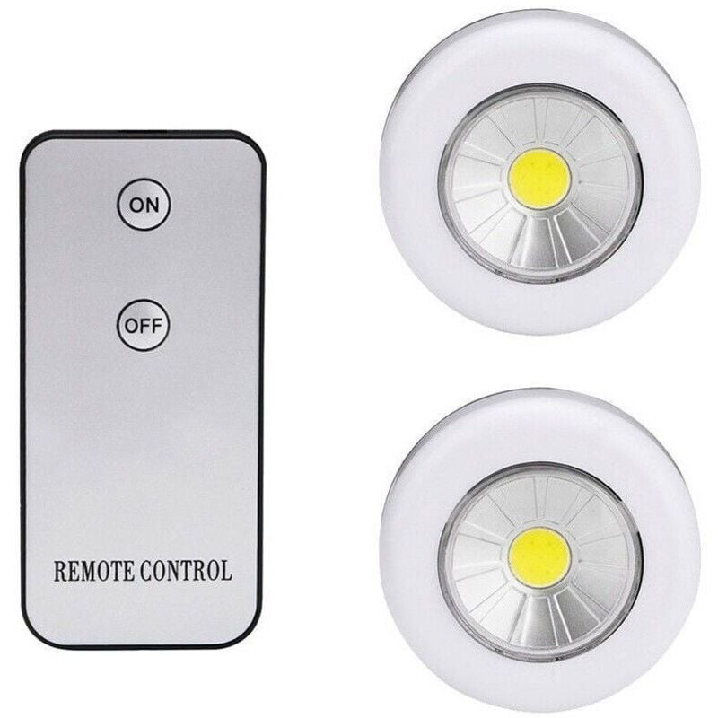 foto del prodotto 2 faretti cob controllo remoto punto luce a led lampada armadio con telecomando