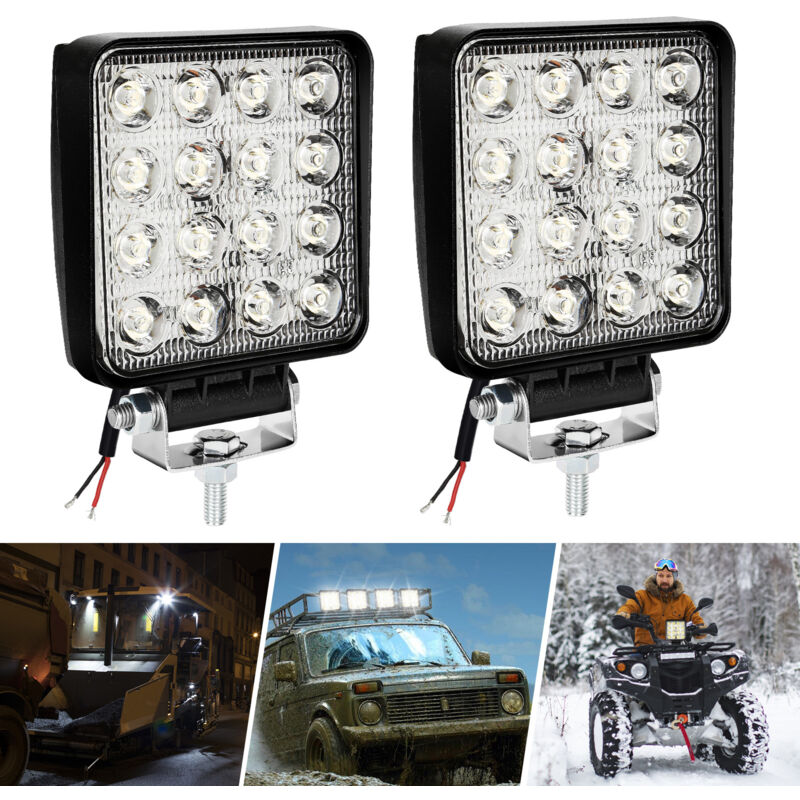 foto del prodotto 2 fari 48w quadrato faretto led da lavoro 16 led da 3w di profondit auto barca randaco