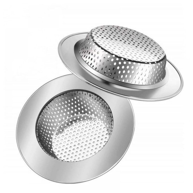 foto del prodotto 2 filtri per lavello in acciaio inox 7,5 cm per lavelli da cucina e da bagno.