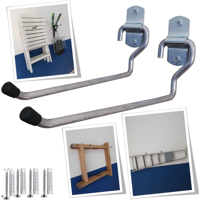 foto del prodotto 2 ganci muro ganci per garage porta attrezzi in acciaio dritto 22 - parpyon