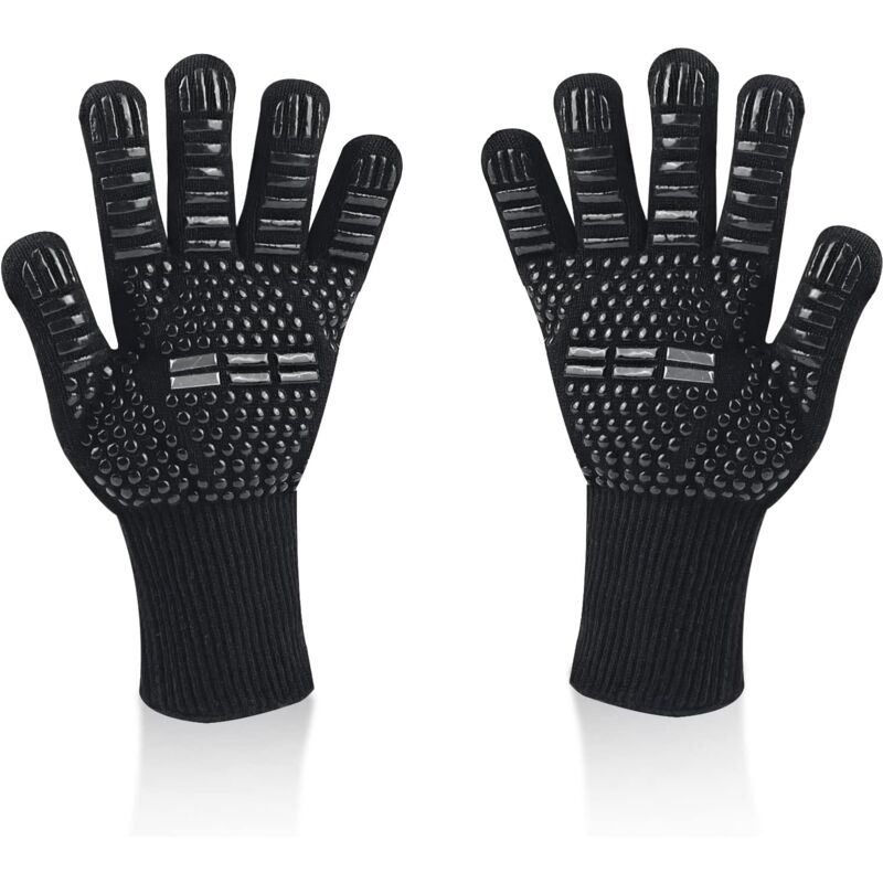 foto del prodotto 2 guanti da barbecue, guanti da forno universali resistenti al calore fino a 800 c, guanti da cucina antiscivolo in silicone ignifugo con protezione