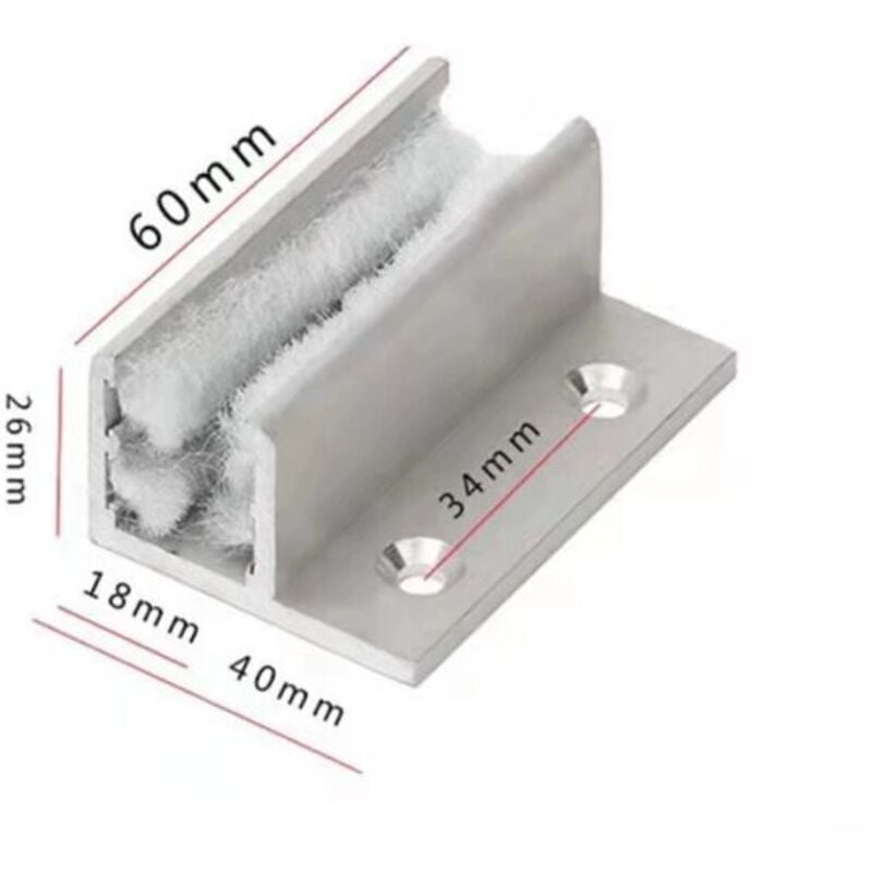 foto del prodotto 2 guide a pavimento per porte scorrevoli in vetro, accessori per sistemi di porte scorrevoli, guida a pavimento regolabile per porte e armadi.