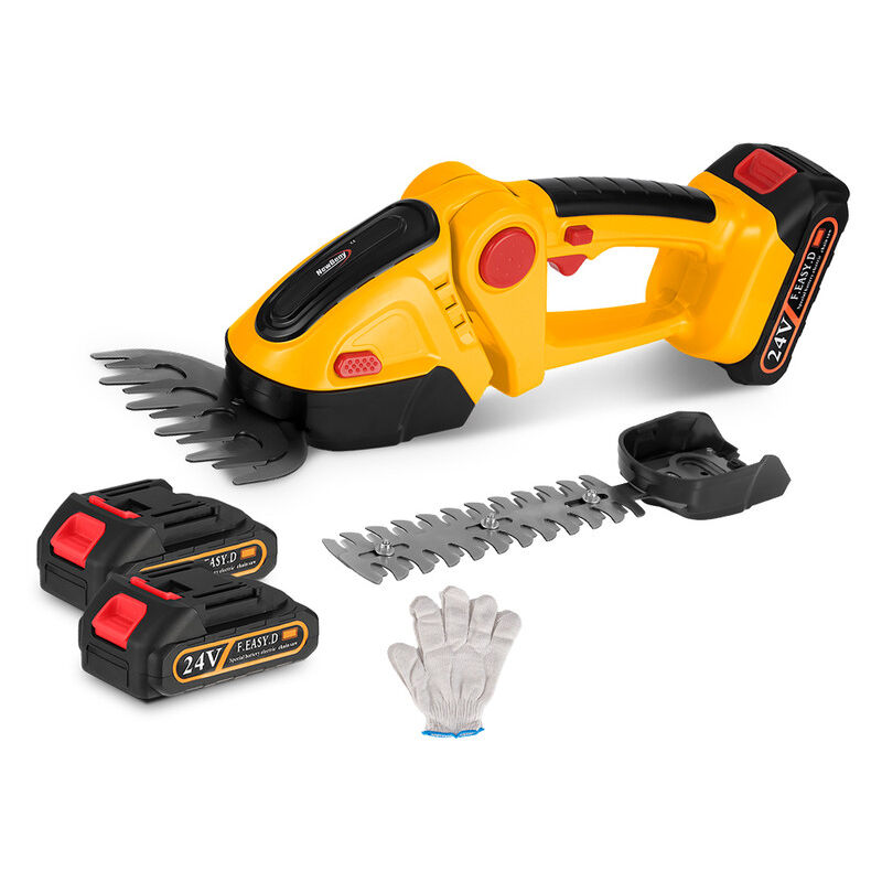 foto del prodotto 2 in 1 elettrico tagliasiepi attrezzo da giardino 24v ricaricabile per uso domestico arbusto diserbo potatura tosaerba con 2 batterie