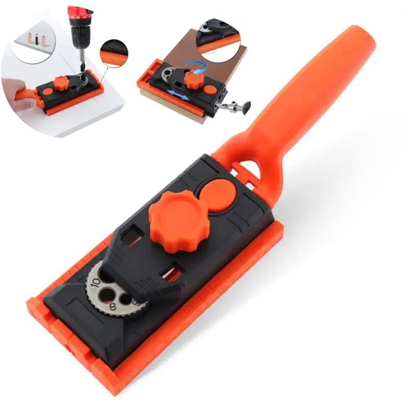 foto del prodotto 2 in 1 jig per fori 6 8 10 12mm jig per tasselli localizzatore per lavorazione del legno jig per tasselli guida per trapano per fori strumenti fai da