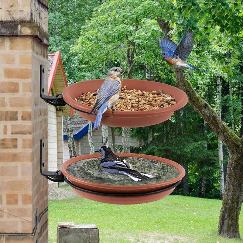 foto del prodotto 2 mangiatoia per uccellii da appendere aperto, supporto per pellet per uccelli selvatici distributore di cibo per uccelli selvatici, 21x3.5cm 17x3.5cm