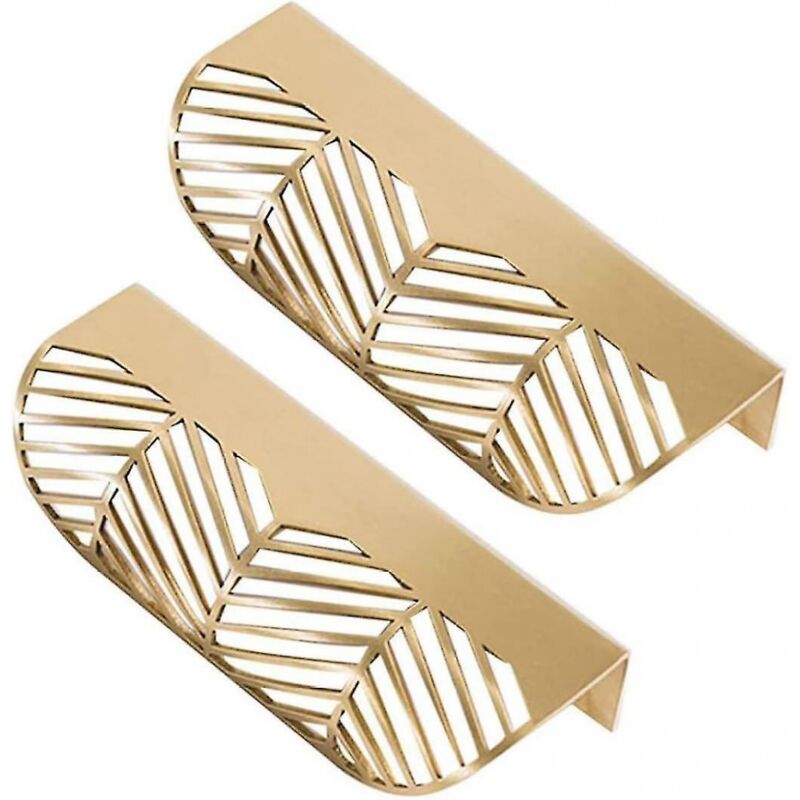 foto del prodotto 2 maniglie per mobili in lega di zinco a forma di foglia d oro per cassetti e cassettiere bebusingoto