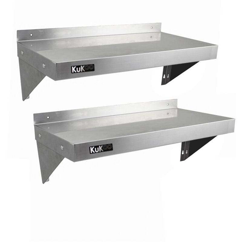foto del prodotto 2 mensole a muro in acciaio inossidabile inox per cucina commerciale mensole a parete per ristoranti catering resistente alla corrosione 90cm x 30cm