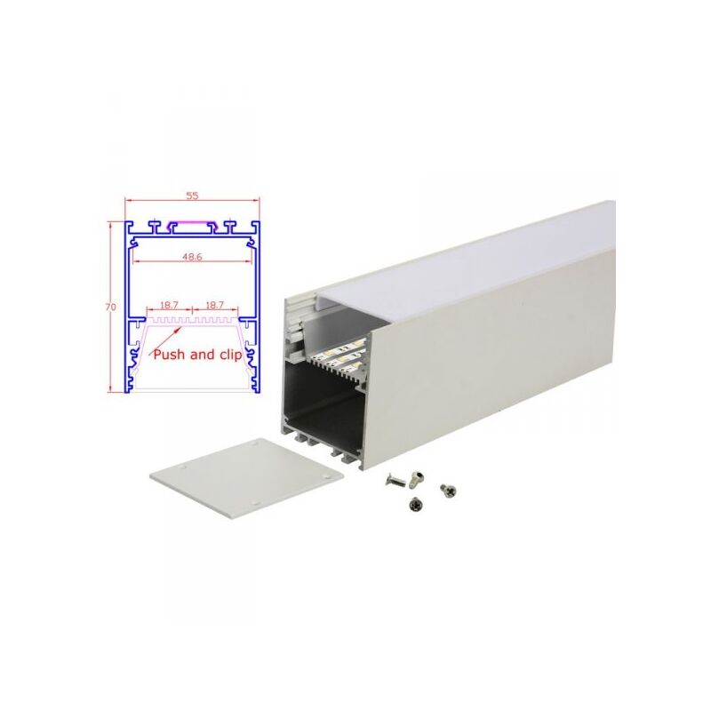 foto del prodotto 2 metri profilo alluminio moderno colore bianco per fare plafoniera led lineare