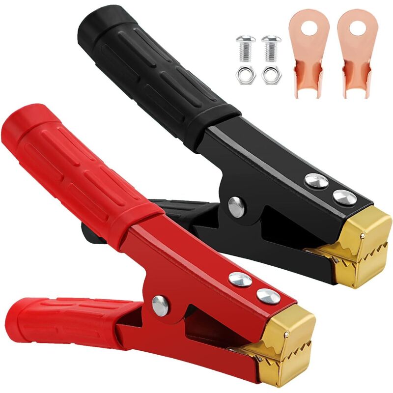 foto del prodotto 2 morsetti a coccodrillo per batteria da 1000 a, morsetto per batteria auto in rame, morsetto per avviatore di emergenza per auto, per caricabatterie