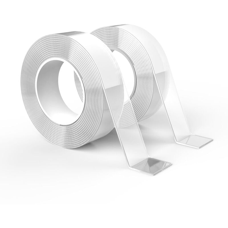 foto del prodotto 2 nastro biadesivo extra forte, nastro nano potent tape di 1 mm di spessore, lavabile e riutilizzabile 3cm x 1m