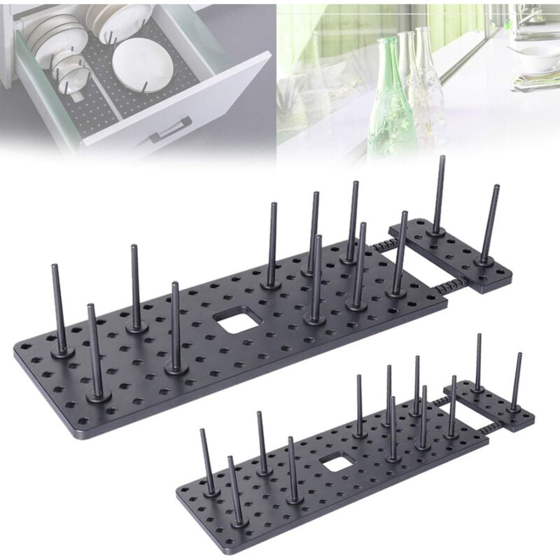 foto del prodotto 2 organizer divisori separatori per cassetti mobili cucina stoviglie regolabili trade shop traesio