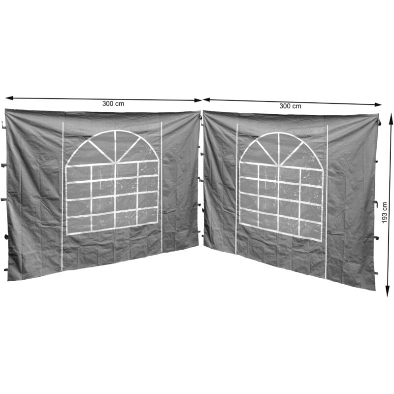 foto del prodotto 2 pannelli laterali con finestrella pe 300x195 cm grigio per gazebo sahara 3x3m