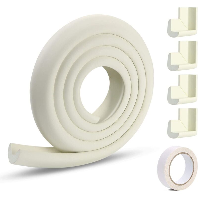foto del prodotto 2 paraspigoli per bambini in gomma, bimbi sicurezza proteggi per sicurezza dei bambini 2m l beige