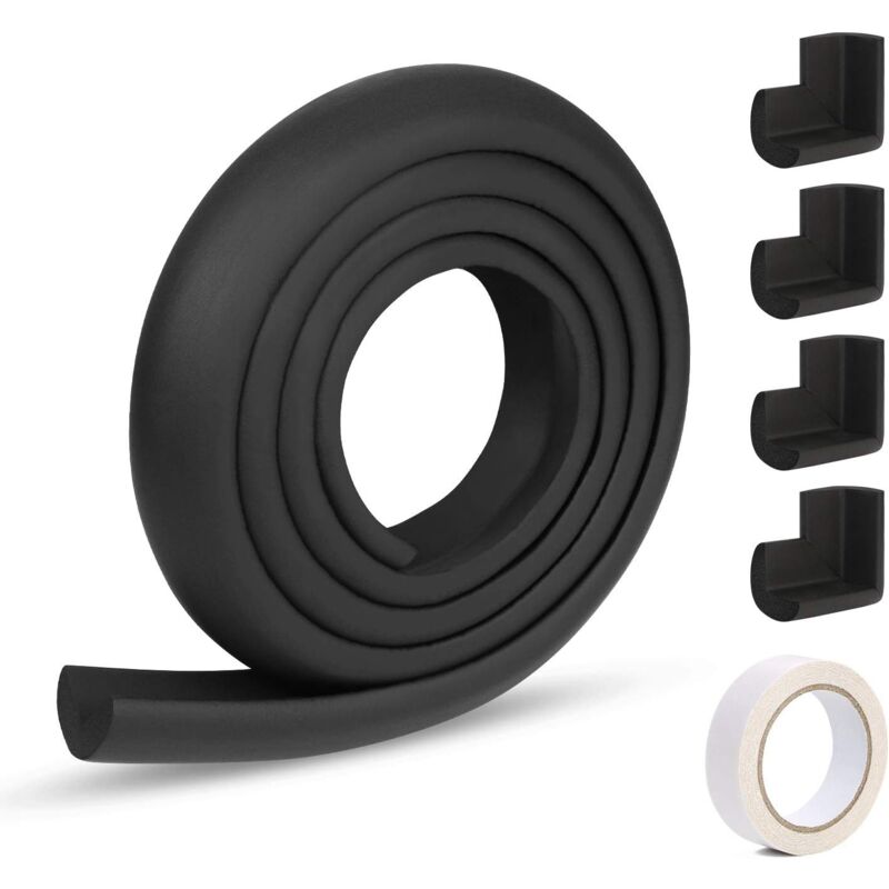 foto del prodotto 2 paraspigoli per bambini in gomma, bimbi sicurezza proteggi per sicurezza dei bambini 2m l - nero