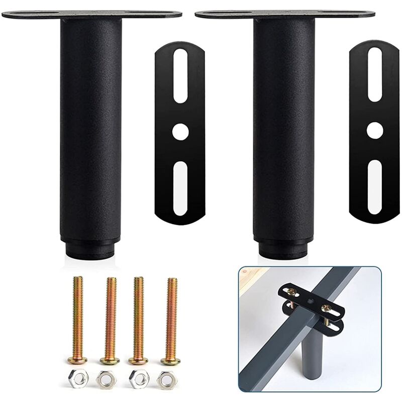 foto del prodotto 2 pcs piedini per tavolo regolabili altezza 25 a 45cm gambe per armadietto divano letto con viti nero