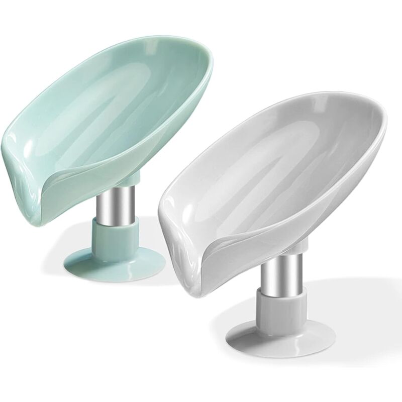 foto del prodotto 2 pcs suction cup soap dish soap dish with drain, kitchen sink sponge holder, bathroom soap dish inclined soap dish easy cleaning quick drying