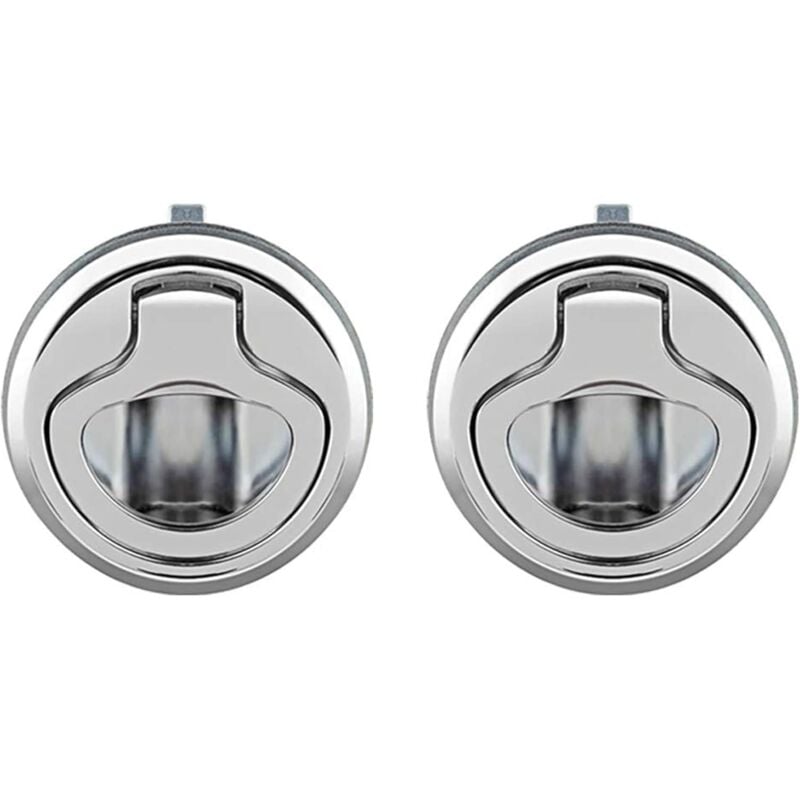 foto del prodotto 2 pcs zinc alloy flush hatch latch, flush door pull hatch slam latch lock for boat motorhome, silver