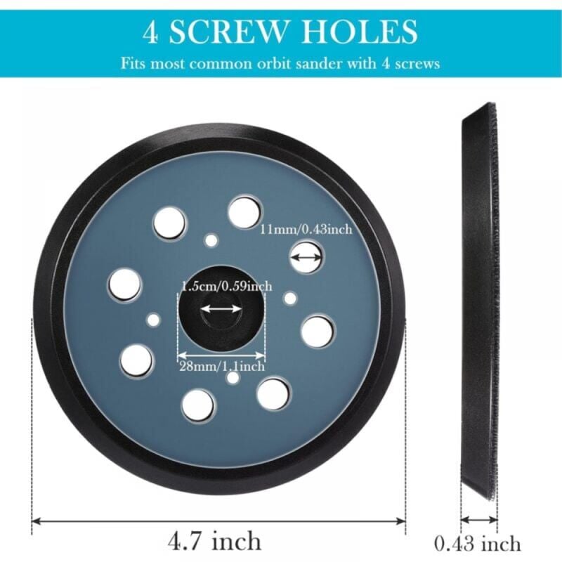 foto del prodotto 2 pezzi 125 mm 8 fori gancio e anello di ricambio per levigatrice orbitale, platorello di supporto per levigatura (blu)