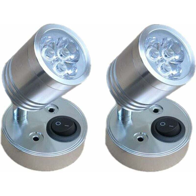 foto del prodotto 2 pezzi 12v led spot light lampada da lettura da parete lampada da comodino interruttore regolabile camper e illuminazione interna flessibile