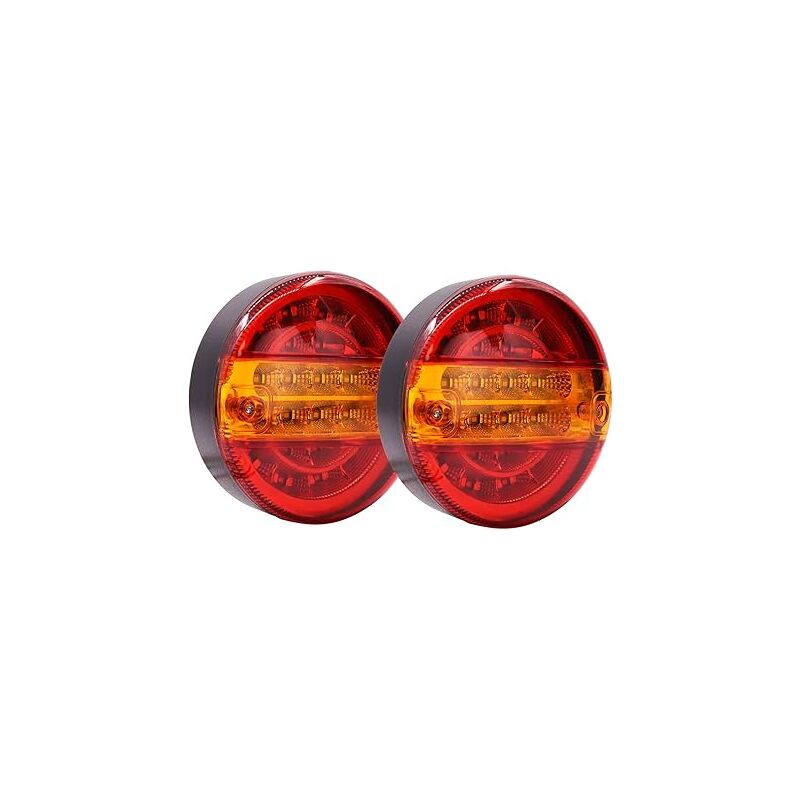 foto del prodotto 2 pezzi 20 luci posteriori per rimorchio a led, luci posteriori per camion amburgo 12 v luci rotonde per rimorchio a led luci dei freni luci di