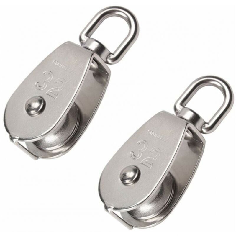 foto del prodotto 2 pezzi 32 mm puleggia singola 304 acciaio inossidabile puleggia di sollevamento puleggia di sollevamento capacit 250 kg argento