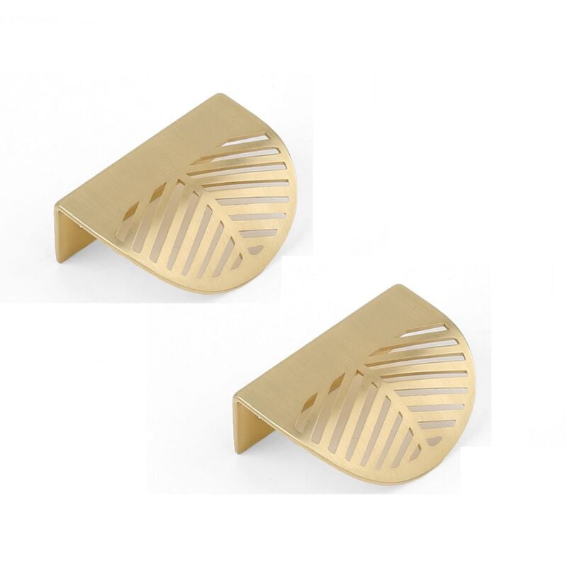 foto del prodotto 2 pezzi 60 mm maniglia per cassetto a forma di foglia d oro maniglia per porta di mobili in ottone maniglia per porta di credenza