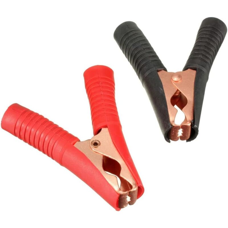 foto del prodotto 2 pezzi 90 mm di lunghezza morsetti a coccodrillo per batteria auto, morsetti per batteria isolati 100 a, morsetti per cavi di collegamento in rame