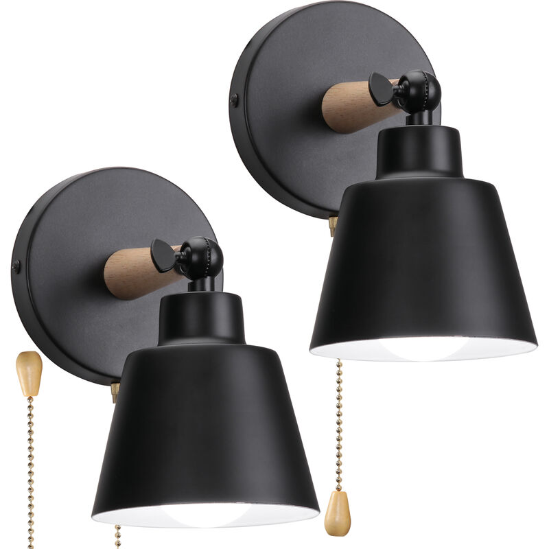 foto del prodotto 2 pezzi applique da parete con interruttore, moderna lampada da parete con paralume regolabile e27 edison interno per soggiorno camera da letto sala