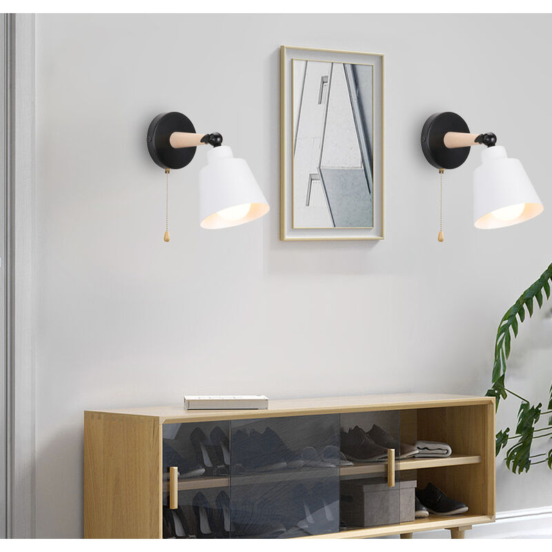 foto del prodotto 2 pezzi applique da parete con interruttore, moderna lampada da parete con paralume regolabile e27 edison interno per soggiorno camera da letto sala