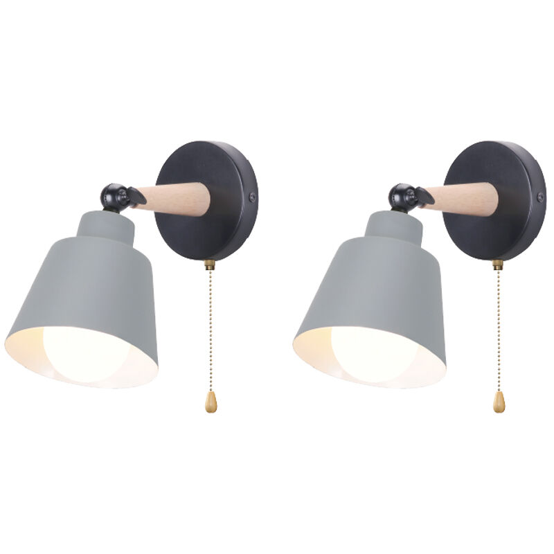 foto del prodotto 2 pezzi applique da parete con interruttore, moderna lampada da parete con paralume regolabile e27 edison interno per soggiorno camera da letto sala