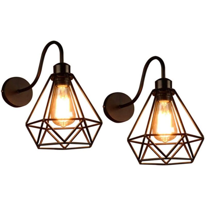 foto del prodotto 2 pezzi applique da parete interna edison lampada vintage industriale gabbia lampada da parete illuminazione a soffitto per cucina, soggiorno, bar,