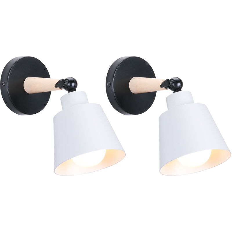 foto del prodotto 2 pezzi applique da parete interno, moderna lampada da parete con paralume regolabile e27 edison per soggiorno camera da letto sala da pranzo bianco