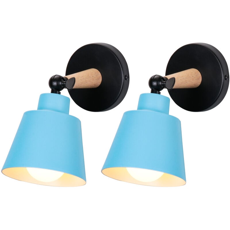 foto del prodotto 2 pezzi applique da parete interno, moderna lampada da parete con paralume regolabile e27 edison per soggiorno camera da letto sala da pranzo blu 