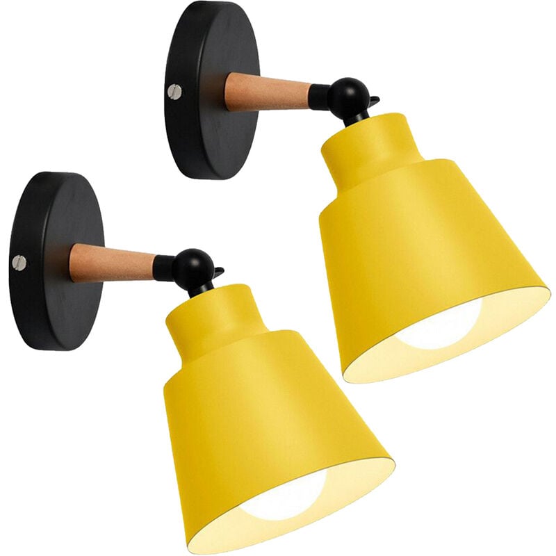 foto del prodotto 2 pezzi applique da parete interno, moderna lampada da parete con paralume regolabile e27 edison per soggiorno camera da letto sala da pranzo giallo 