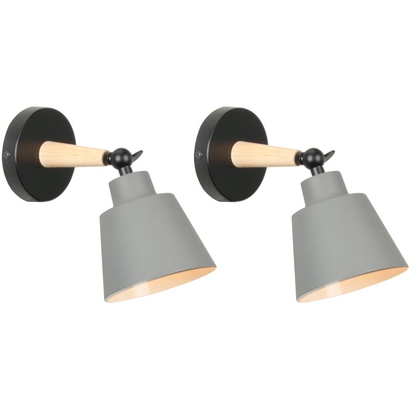 foto del prodotto 2 pezzi applique da parete interno, moderna lampada da parete con paralume regolabile e27 edison per soggiorno camera da letto sala da pranzo grigio 