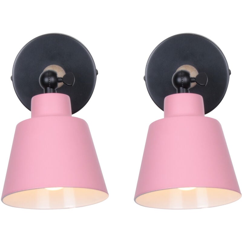 foto del prodotto 2 pezzi applique da parete interno, moderna lampada da parete con paralume regolabile e27 edison per soggiorno camera da letto sala da pranzo rosa 