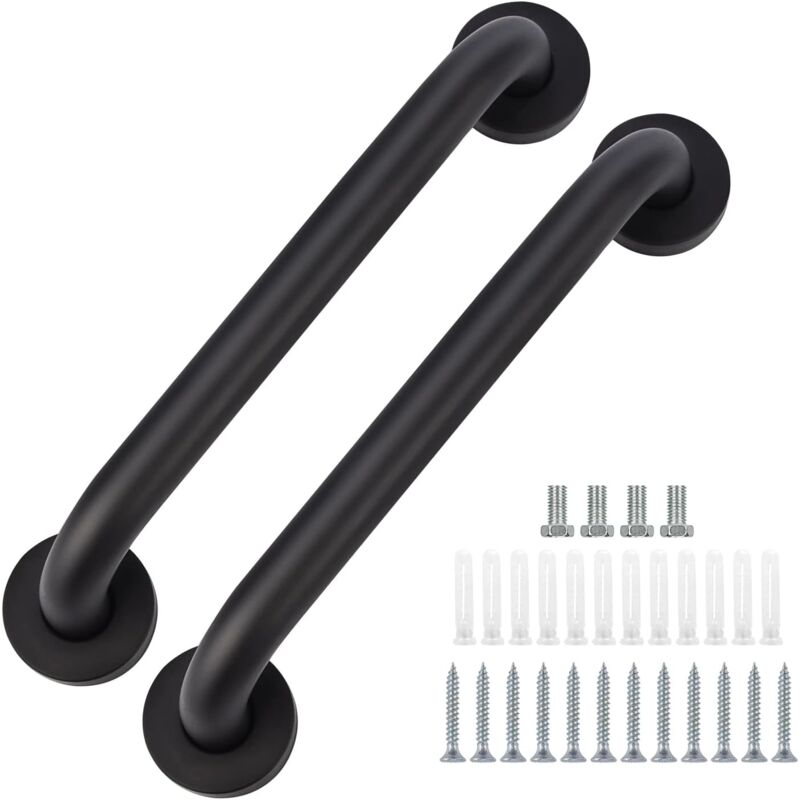 foto del prodotto 2 pezzi barra di sostegno bagno 40cm maniglia di sicurezza per anziani bambini maniglia ausiliaria per vasca doccia nero