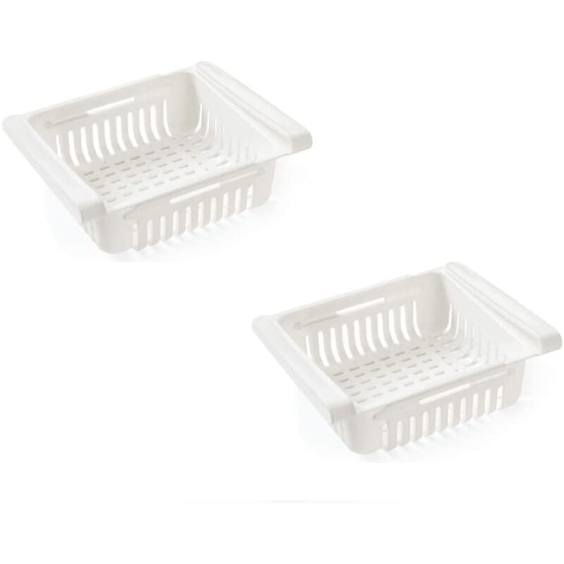 foto del prodotto 2 pezzi, bianco organizzatore per cassetto del frigorifero portaoggetti per cassetto del frigorifero scatola di immagazzinaggio strato divisorio per