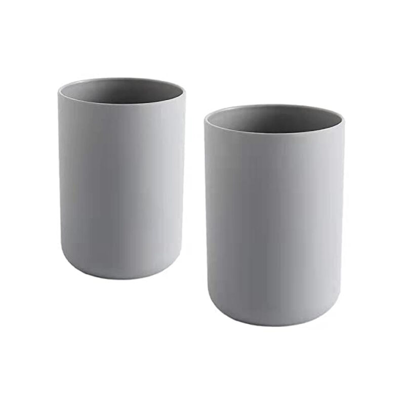 foto del prodotto 2 pezzi bicchiere porta spazzolino, porta spazzolino da bagno, bicchiere, bicchiere di plastica 300 ml grigio e grigio 