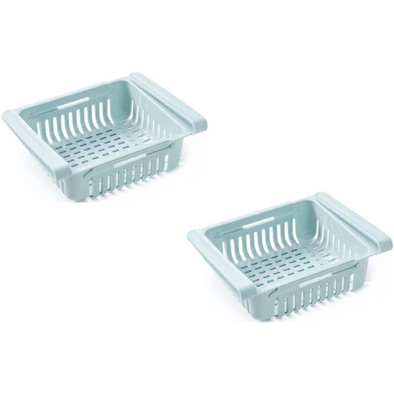 foto del prodotto 2 pezzi, blu organizzatore per cassetto del frigorifero portaoggetti per cassetto del frigorifero scatola di immagazzinaggio strato divisorio per
