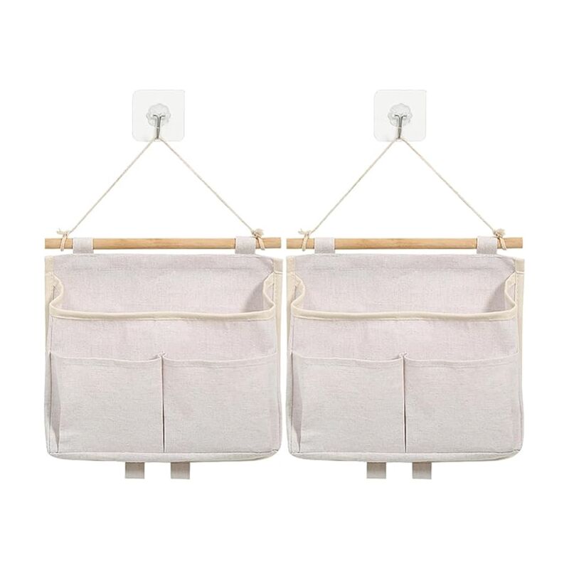 foto del prodotto 2 pezzi borsa portaoggetti sospesa, organizer da parete con tasca, con ganci portaoggetti da parete, pieghevole da parete per camera da letto,