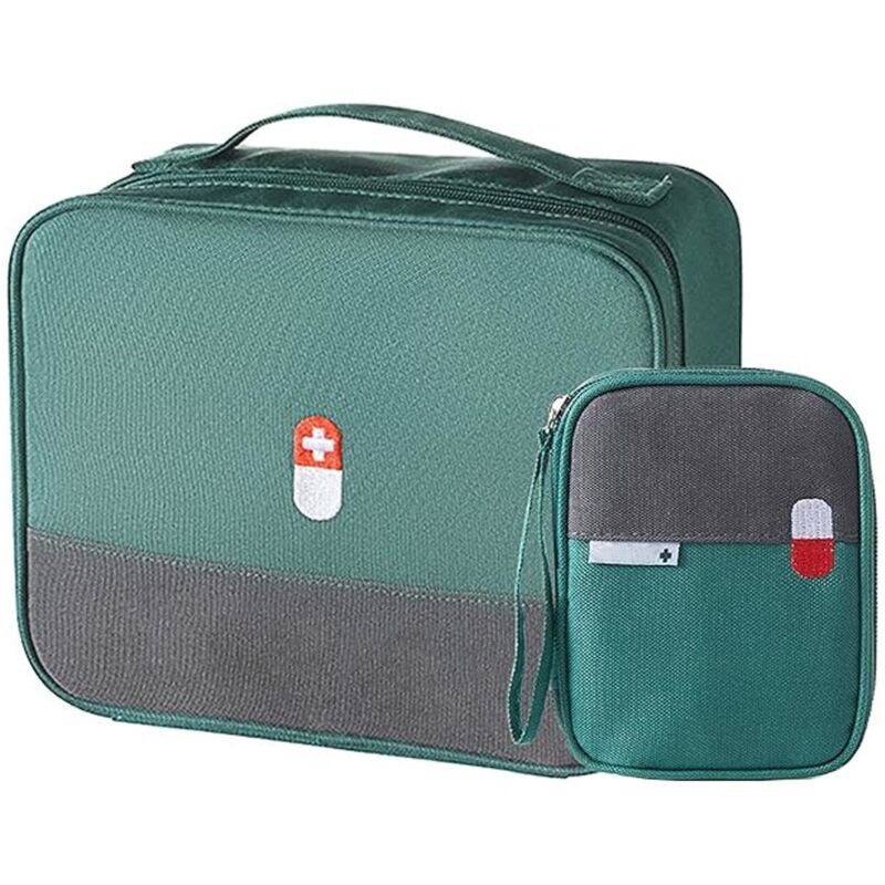 foto del prodotto 2 pezzi borsa pronto soccorso viaggio, impermeabile kit di pronto soccorso vuota, alta capacit borsa medica portatile sportiva, kit medico vuota per