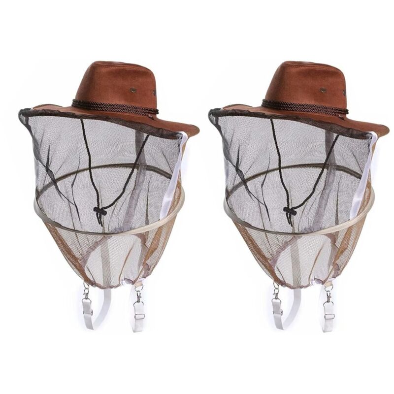 foto del prodotto 2 pezzi cappello da cowboy per apicoltura, cappello per apicoltura con velo cappello con velo ape con velo visibile cappello professionale per