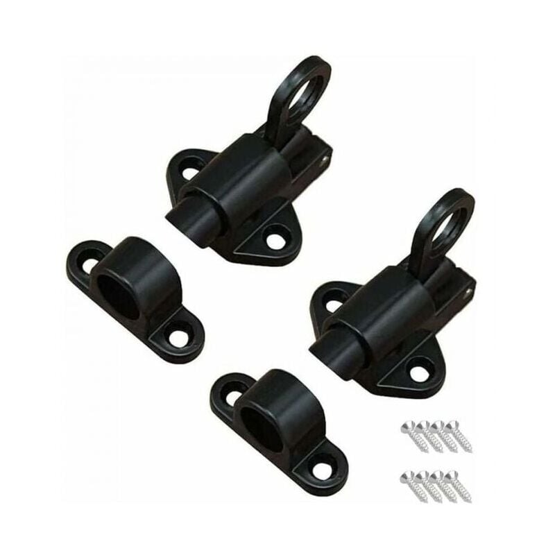 foto del prodotto 2 pezzi chiavistello per porta nero, chiavistello a molla, chiavistello per porta, con 8 viti, adatto per porte e finestre, porte in legno, porte del