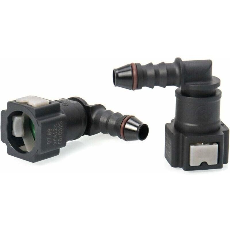 foto del prodotto 2 pezzi connettore per tubo carburante auto connettore rapido a 90 gradi connettore in plastica id6 da 7,89 mm