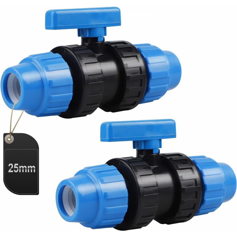foto del prodotto 2 pezzi connettore per tubo dell acqua in pp, connettore per morsetto per tubo in pe, 25 mm blu aiperq