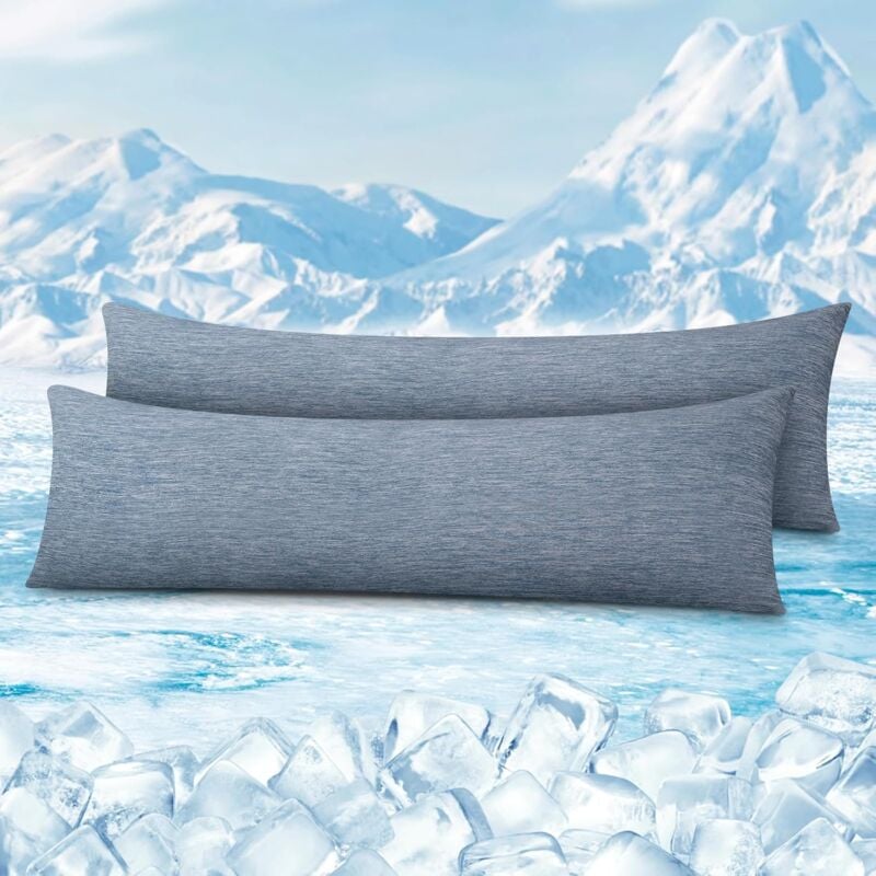 foto del prodotto 2 pezzi coppia federe copricuscino rinfrescanti in lavatrice con zip protezione e comfort 40x145cm blu woltu